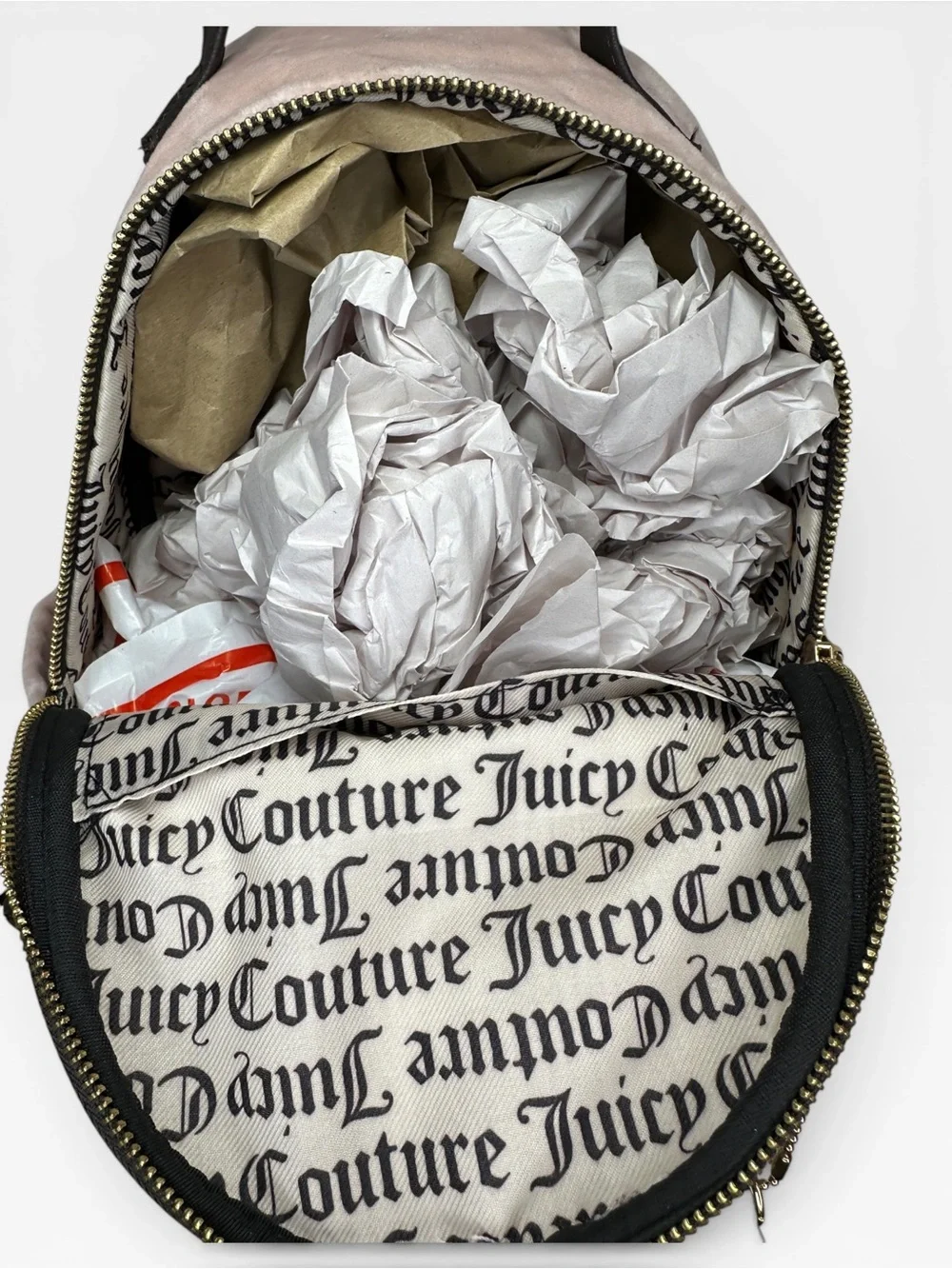 NEW Juicy Couture Heritage Velour Dusty Pink Velvet Mini Backpack Y2K
